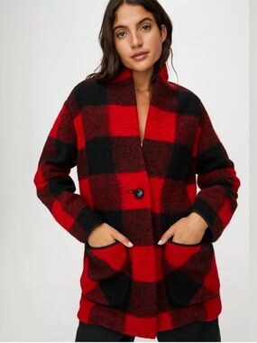 Wilfred Free Off Duty Wool Buffalo
Plaid Checkered Cocoon Coat